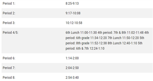 Class schedule
